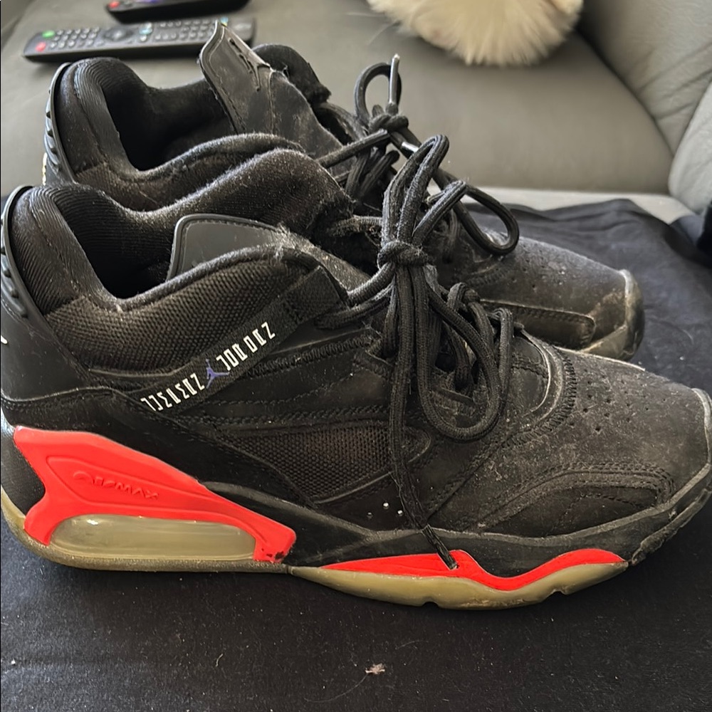 Nike Black and Red Sneakers with Chunky Design